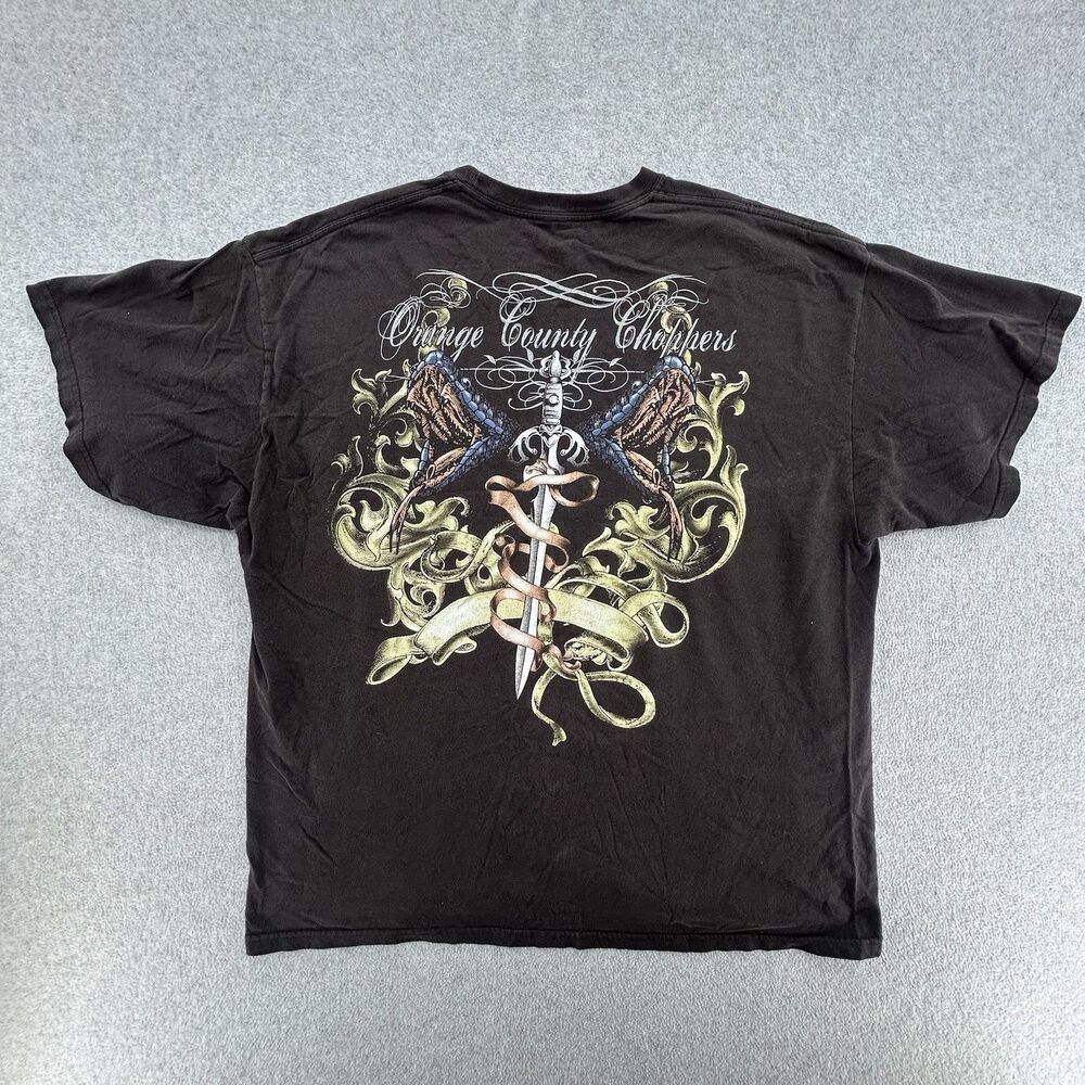 Vintage Orange County Choppers Black Shirt Mens XL  Biker Sword Snake